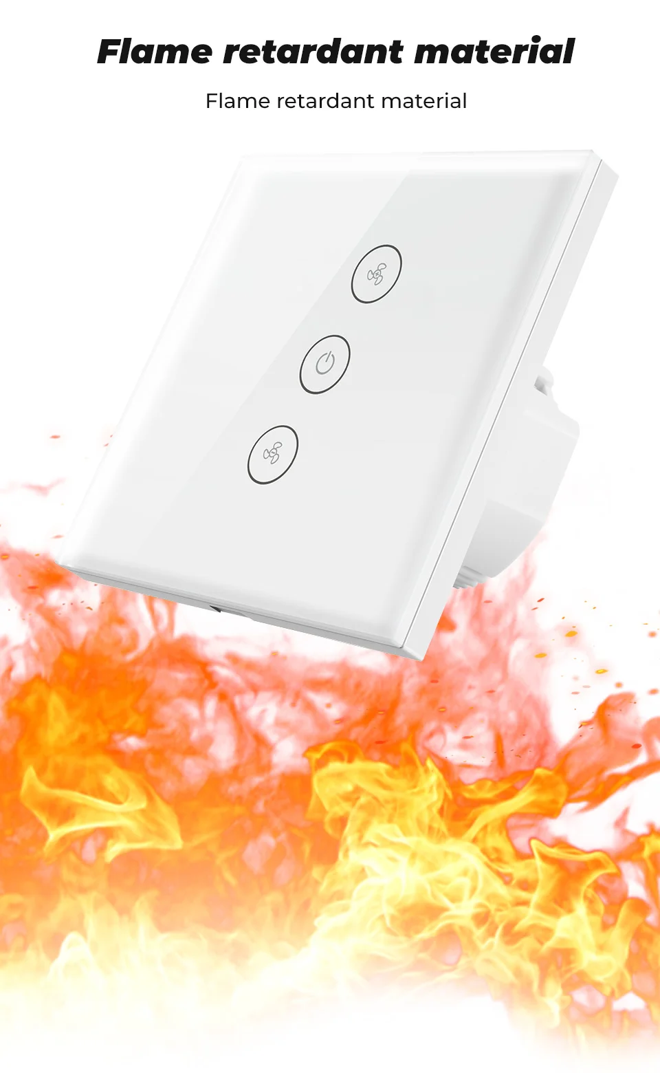 SMATRUL-Tuya Toque WiFi Interruptor Ventilador de Teto,