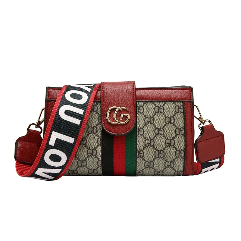 

New Style Wide Ribbon Trendy Letters Joint Square Sling Bag Europe And America Versatile Street Shoulder Clutch on Behalf