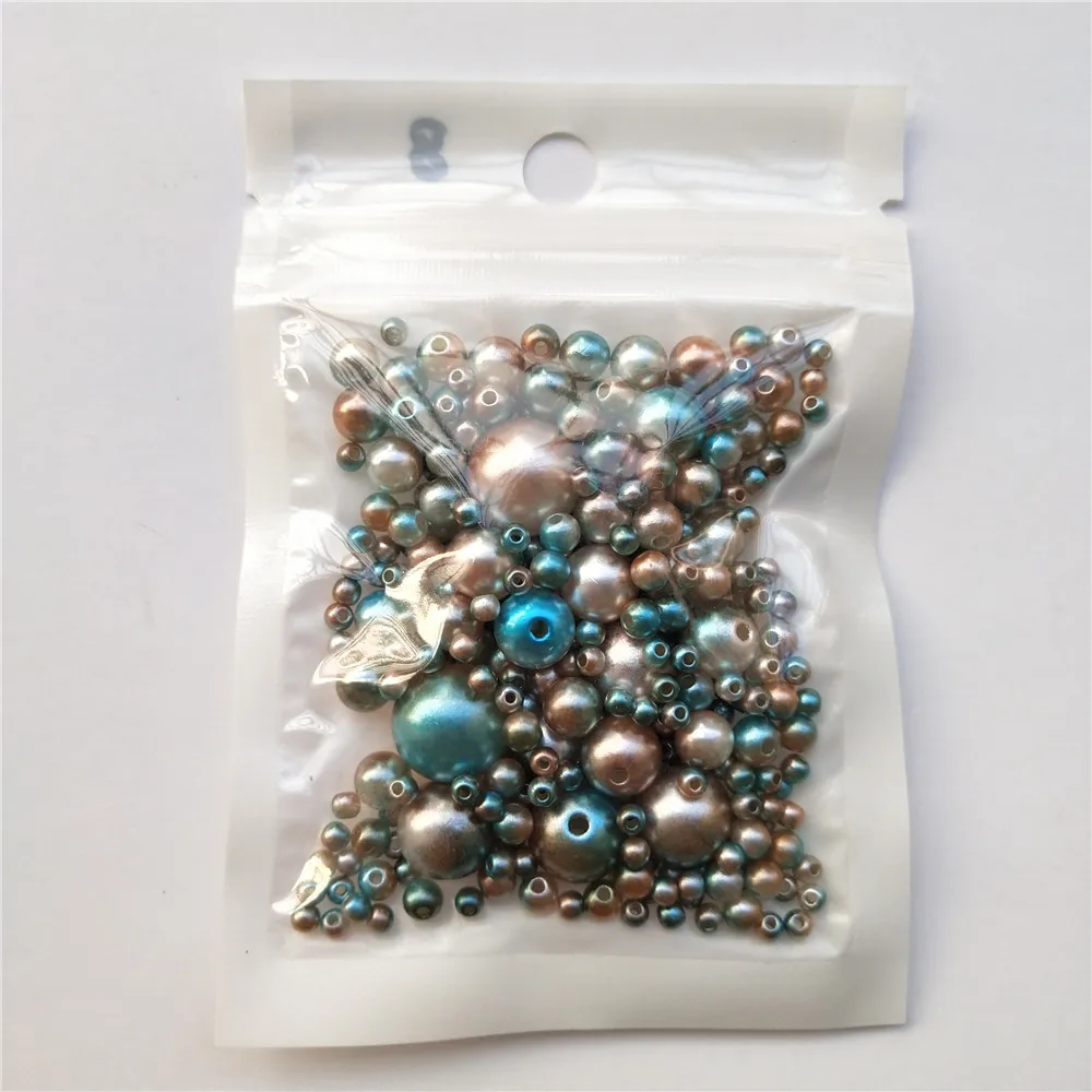 250Pcs Mix Size 3-12mm Beads with Hole Colorful Pearls Round Acrylic Imitation Pearl Beads DIY for Jewelry Making Accessories