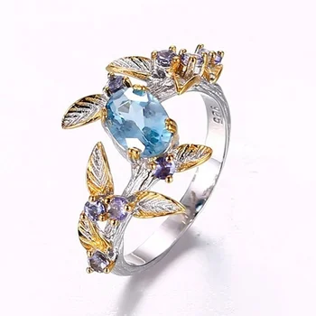 

NPKDS Exquisite Flower Leaf Design Rings for Women Temperament Wedding
