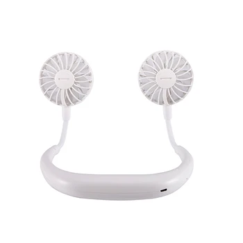 

Mini Neck Double Fans 3 Speed Adjustable USB Rechargeable Wearable Portable Hand Free Neckband Fan for Home Office New Sale