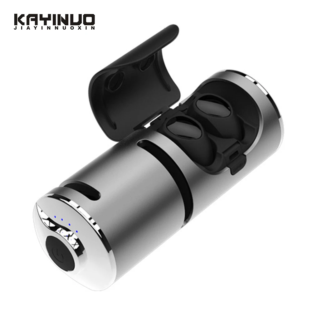 KAYINYUO, 9D, объемный звук, TWS, bluetooth наушники, 5,0, внешний аккумулятор, портативный динамик, 3 в 1, стерео, bluetooth гарнитура, беспроводная, спортивная - Цвет: Серый