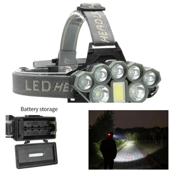 

100000LM COB+2*T6+5*XPE Headlamp LED Headlight Flashlight Head Torch Lamp COB Headlamp LED Headlight XPE Headlight Torch