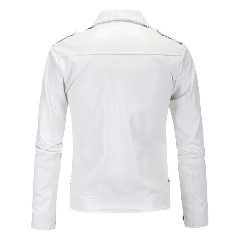 Hot Mens White Leather Jackets Men Coats Fashion Oblique zipper Motorcycle PU Outerwear Male High Quality Jacket Brand Clothing