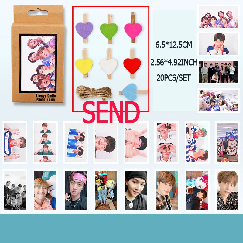 KPOP 20 шт./компл. Bangtan мальчики календарь плакат ЛОМО карта душа Persona JUNG KOOK JIMIN SUGA J-HOPE 9*5,5 см FH95