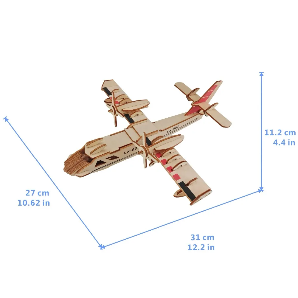 Амфибия бомбардировщик DIY 3D деревянные головоломки деревянные ремесла набор для сборки резка деревянные игрушки для Рождественский подарок 3161