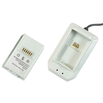 

OSTENT White USB Charger Dock Station + Rechargeable Battery for Microsoft Xbox 360 Wireless Controller