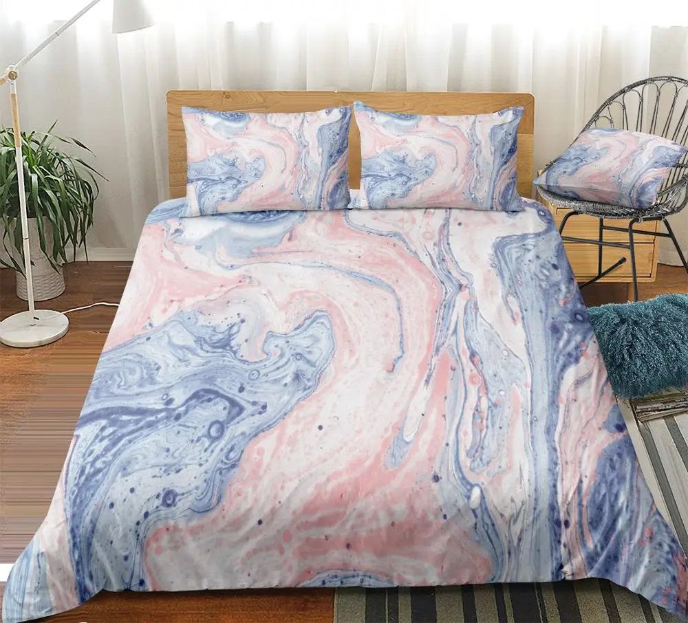 

Комплект из 3 предметов с пододеяльником из мрамора, розовый, синий, мраморный, абстрактный дизайн, детский, для мальчиков и девочек, домашний текстиль, «зыбучий песок», «King», Прямая поставка