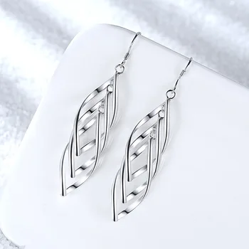 Classic 925 Sterling Silver Drop Earrings for Women Long Tassel Multi-layer Twisted Wave Earrings Oorbellen Brincos pendientes