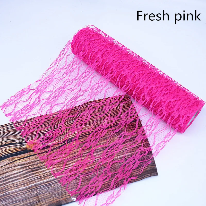 Fresh pink 30cm 10Y 30 см кружева тюль рулон цветок сетка стол центральный Свадьба День рождения партия стол Центровой Runner DIY юбка-пачка стул пояс 10 лет - Цвет: Fresh pink 30cm 10Y
