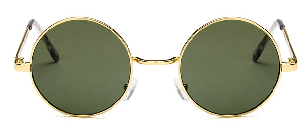 HDCRAFTER Ретро небольшие круглые солнцезащитные очки Женские винтажные брендовые оттенки черные металлические солнцезащитные очки для женщин модные дизайнерские - Цвет линз: GREEN