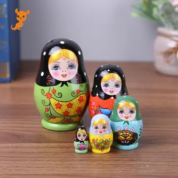 

1 Set Nesting Dolls Delicate Color Painted Russian Matryoshka Doll Handmade Painted Wishing Russian Funny Games Doll Crafts Toys