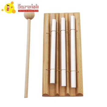

3-Tone Tabletop Chime Musical Percussion Instrument With Mallet - Burlywood