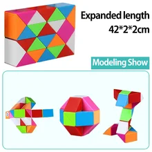 Cube règle torsadée de serpent, 24 maillons, Mini Cubes colorés, jouets Puzzle, Construction 3D, jouet pour les tout petits