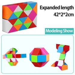 Cobra twisty régua cubo 24 link mini cubos de cobra colorido quebra cabeça brinquedos diy 3d construção cérebro teaser brinquedo para criança crianças