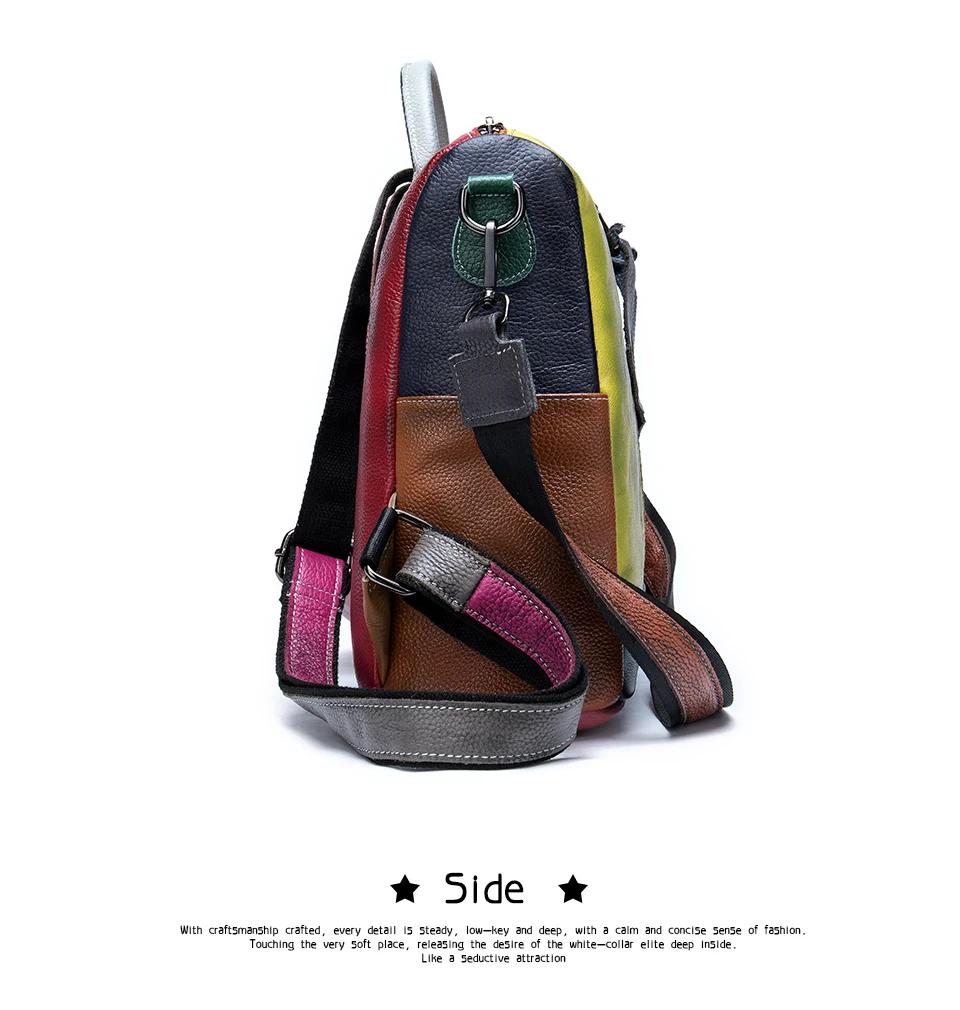 Women's Backpack Genuine Leather MultiStyle Unique Patchwork
