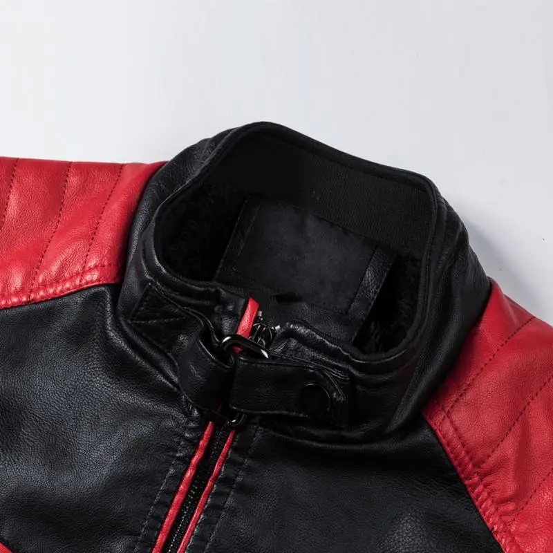 Men's spring leisure locomotive stitching leather jacket jacket men's fall fashion locomotive retro warm leather m