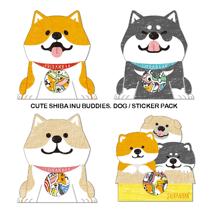 30 Sheets 1 Pack Washi Paper Sticker Bag Cute Shiba Inu Buddy DIY Diary Pocketbook Decoration Children ART Stationery | Канцтовары для