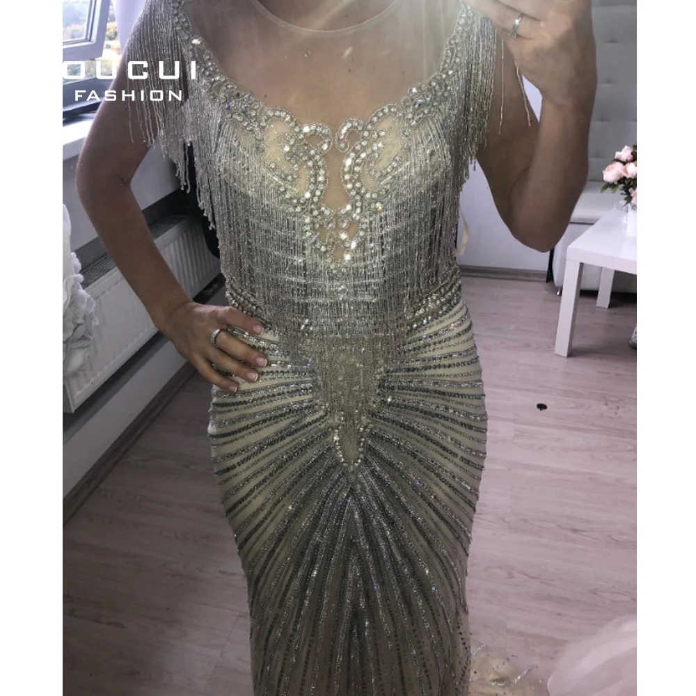 Роскошное длинное вечернее платье Русалочки размера плюс,, vestido de festa, стразы, бисероплетение, вечерние платья OL103632