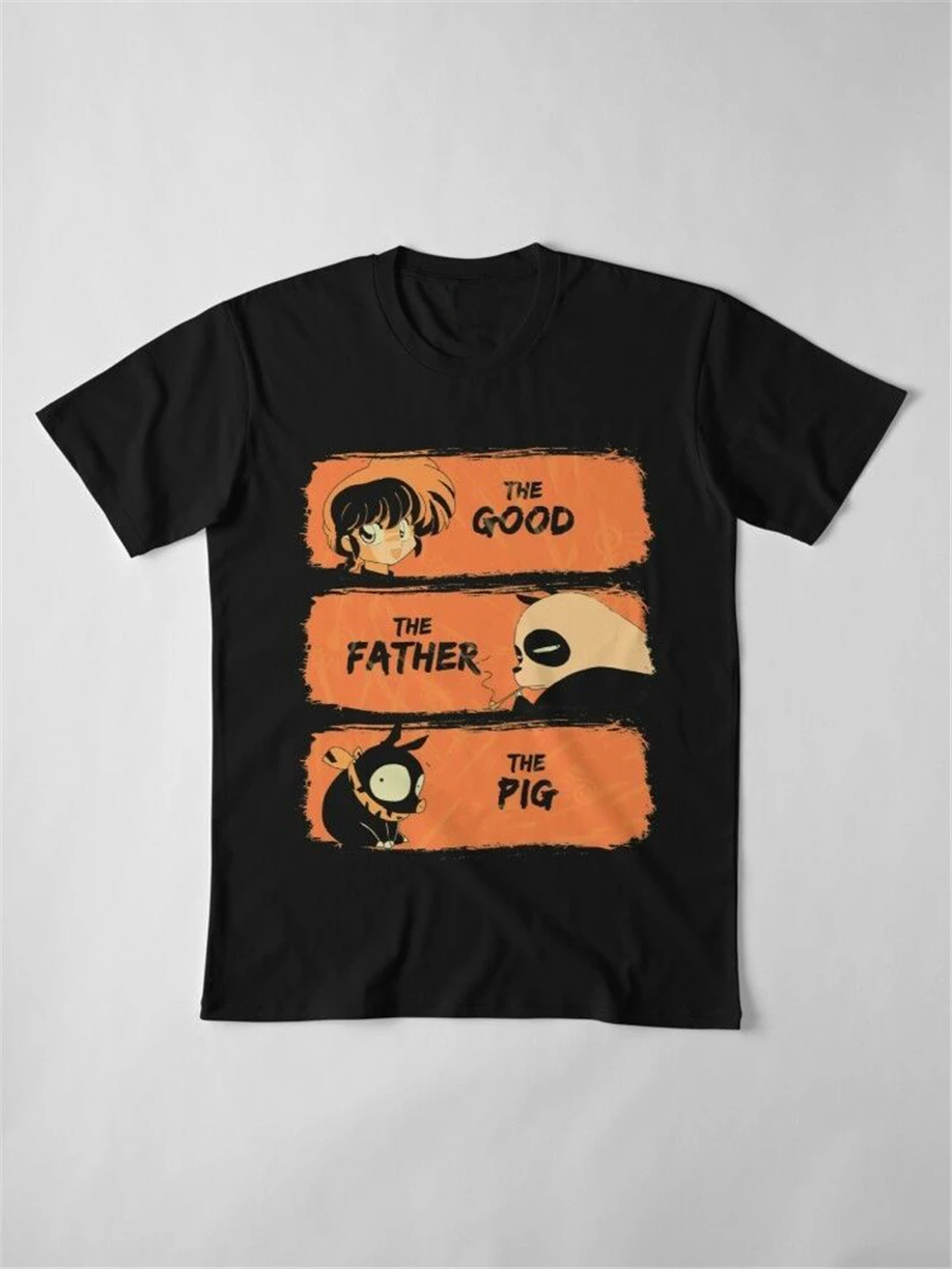 Ranma 12 The Good Father Panda Pig забавная черная футболка брендовая модная | Мужская одежда