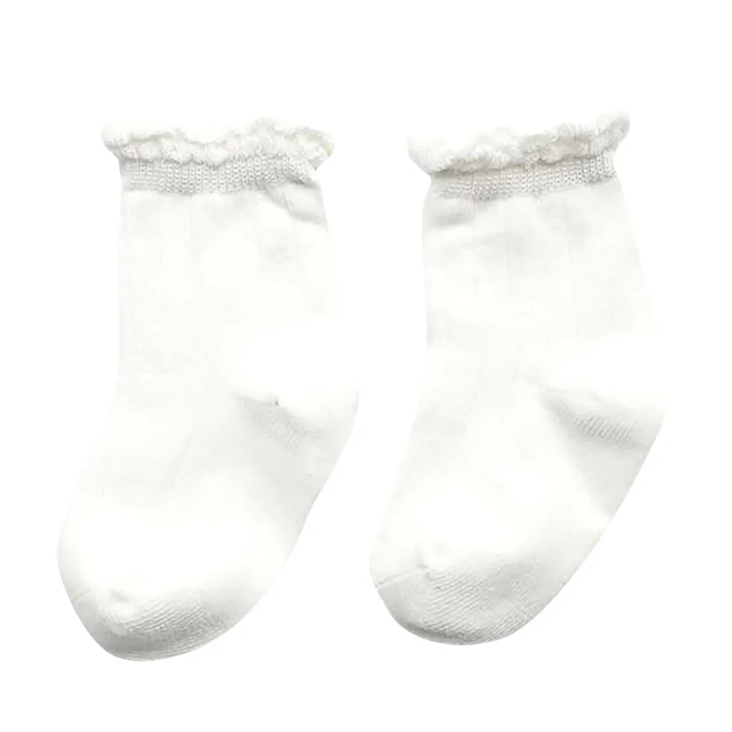 1 Pair Winter Toddler Girls Thick Ankle Socks Puff Edge Breathable Kids Socks Spring Cotton Children Stockings Casual For 0-5Y