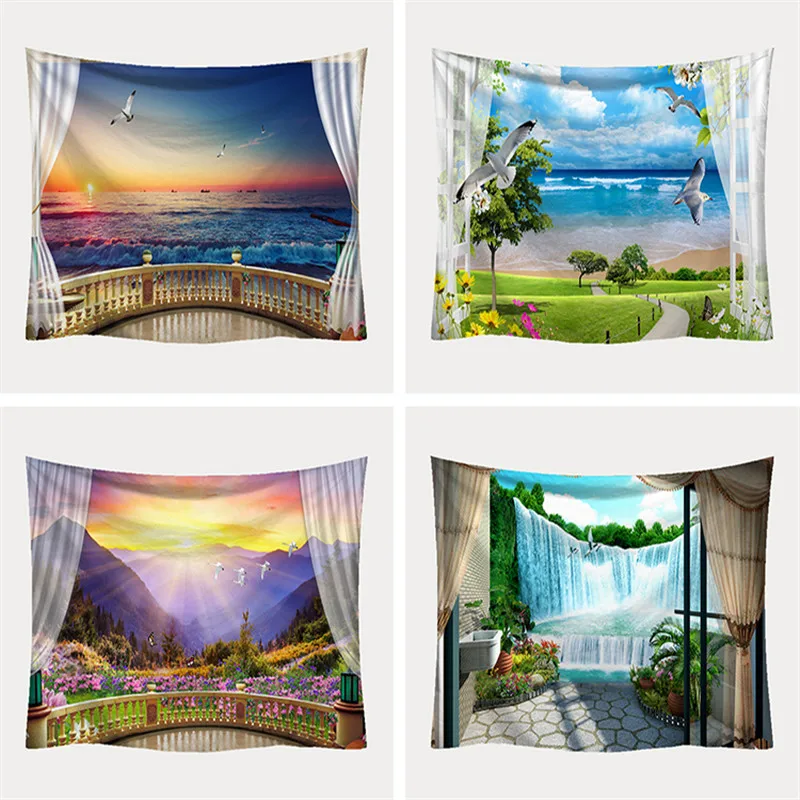 

Beach Throw Yoga Rug Tapestry Wall hanging Carpet with LED String Light For Traval Camping Tapestry Yoga mat Home Decor 3 Sizes