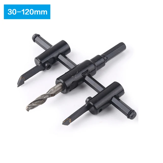 30-120/200/300mm Alloy Steel Circle Hole Saw Drill Bit Adjustable Aircraft Type Cordless Wood Cutter Tool Kit for Woodworking type 1