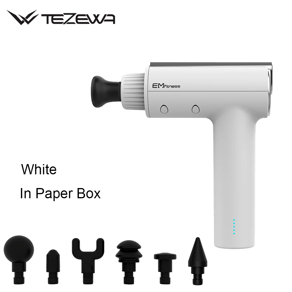 Ultimate White TEZEWA массажный пистолет Вибрационный глубокий Релаксация фитнес-Терапия упражнения Обезболивание Электрический Theragun для тела - Цвет: Ultimate White