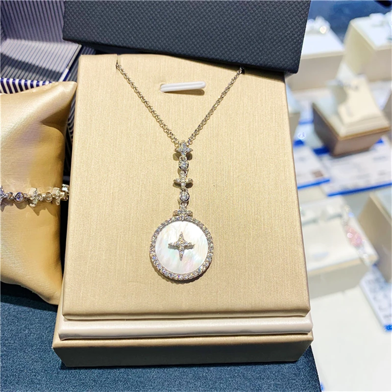 

Pure silver inlaid with diamond high-end temperament fritillary necklace fashion collarbone chain female