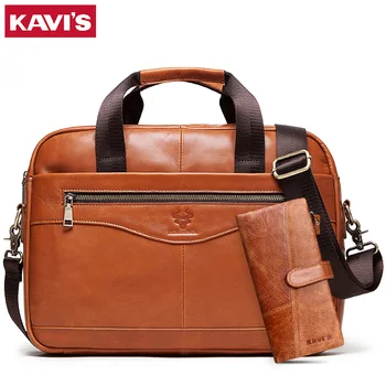 

Man Business Bag 2Pcs Set Handbags High Quality Genuine Leather Office Shoulder Bags Men's Briefcase Bags For 14" Laptop Tote