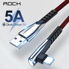 ROCK 5A usb type C кабель 1 м 2 м QC3.0 Быстрая зарядка type-C кабель для huawei P30 Xiaomi samsung S10 S9 USB-C зарядное устройство