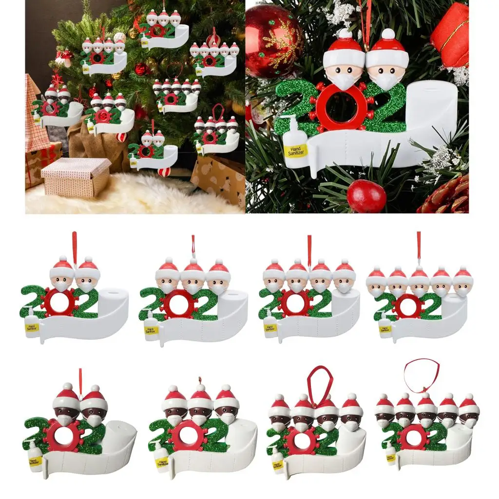 Personalized Name Christmas Ornament Kit with Mask, 2020 Quarantine Survivor Family Customized Christmas Decorating Kit