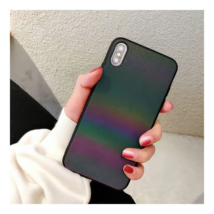 Радужный градиентный блестящий чехол для телефона Iphone Xs Max Xr простой Блестящий