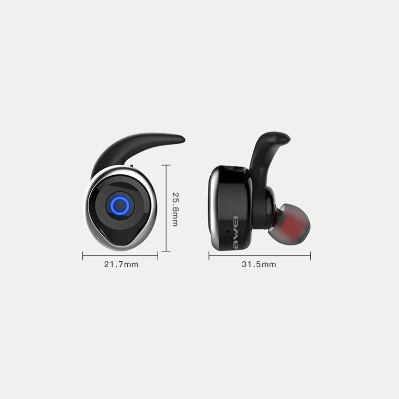 Оригинальные AWEI T1 TWS Bluetooth наушники беспроводные отдельные бинауральные наушники мини HiFi стерео водонепроницаемая Спортивная гарнитура с микрофоном