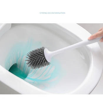 

Silicone Toilet Brush with Holder Set Plastic Wall-mounted Bathroom Cleaning Brush J99Store