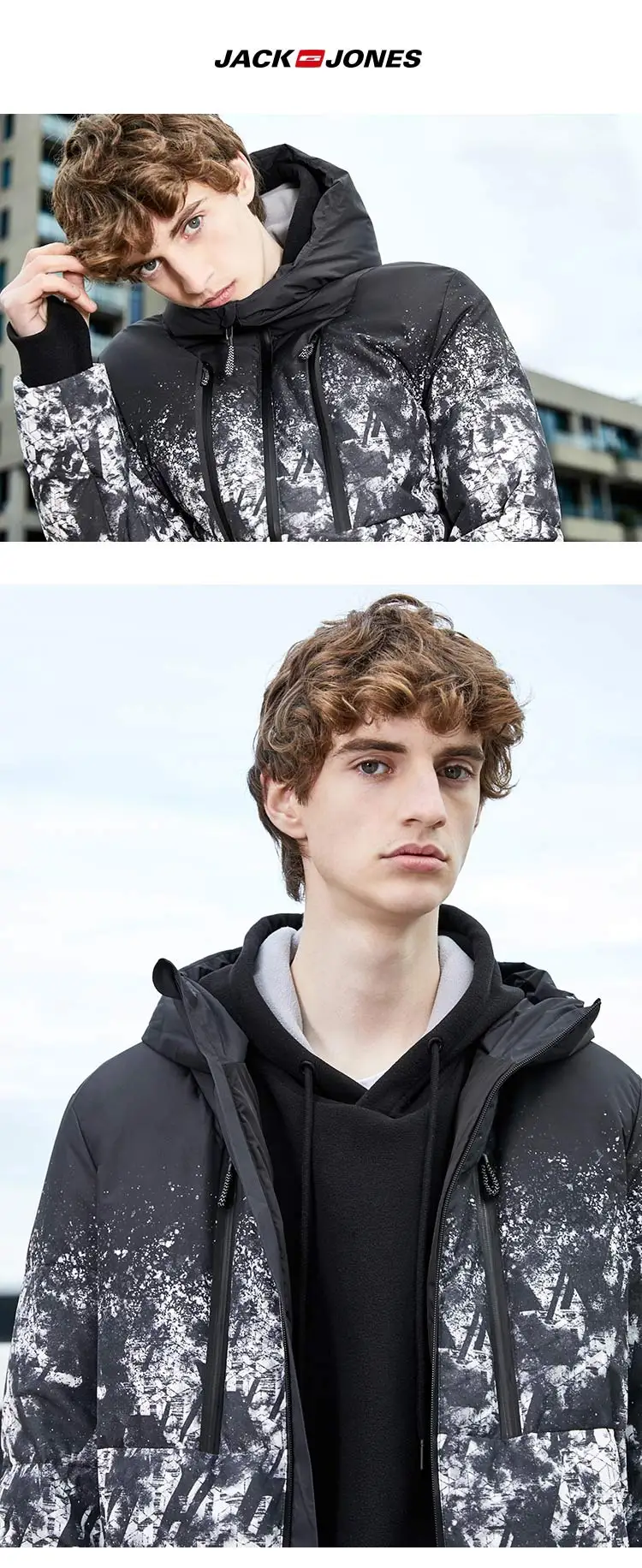 JackJones мужской спортивный с капюшоном стоячий воротник пуховик модное пальто 219312525