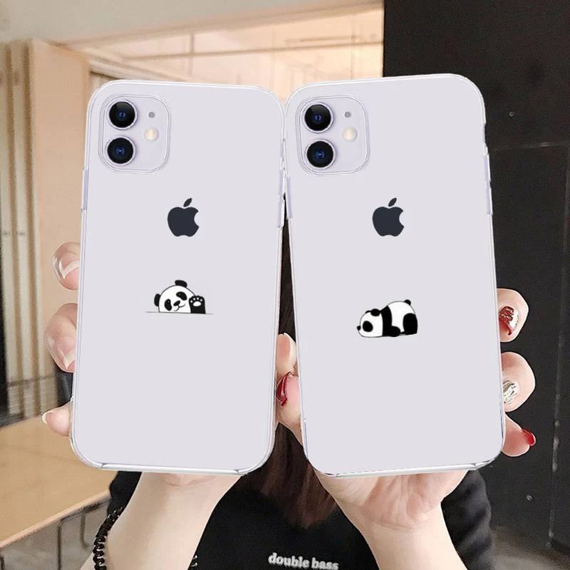 case for iphone 8 Off Panda Cat Dinosaur cartoonPhone Case Transparent soft For iphone 5 5s 5c se 6 6s 7 8 11 12 plus mini x xs xr pro max iphone 8 plus leather case