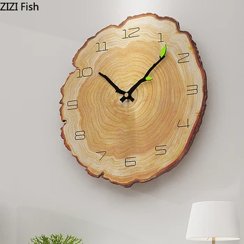

12/16 Inch Silent Sweep Needle Wall Clock HD Micro Spray Tree Wheel Pattern MDF Material Timepiece Ornaments Hands Wall Watch