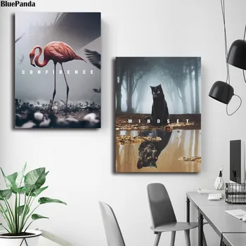 

Black Cat Mindset Motivational Quote Confidence Poster Painting On Canvas Bedroom Wall Art Decoration Pictures Home Decor
