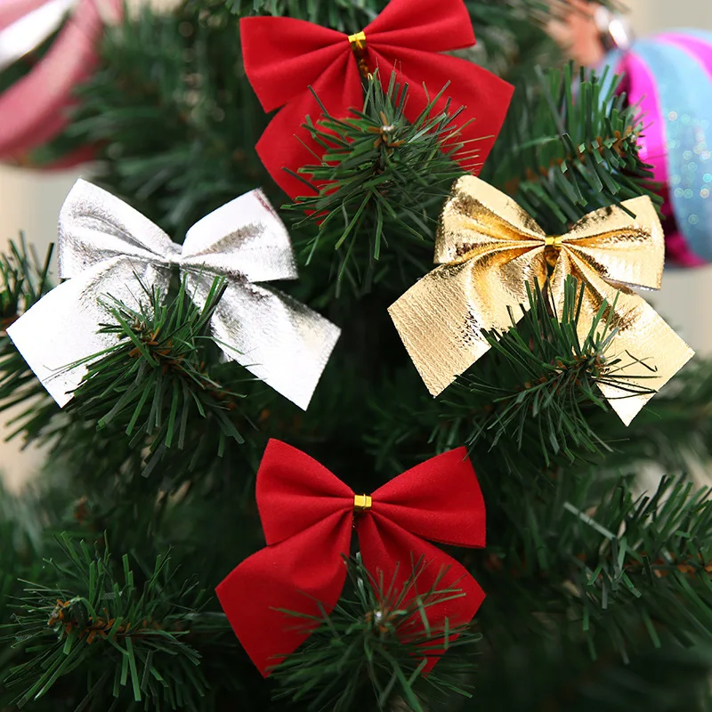 12 шт. банты для елки, красивые рождественские украшения, новогодний Рождественский кулон, теплый домашний интерьер, небольшие предметы