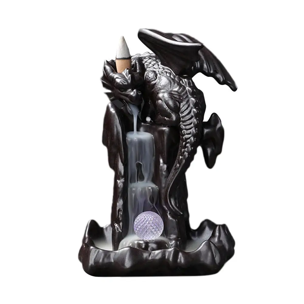 

Dragon LED crystal ball Backflow Incense Burner Aromatherapy Furnace Sandalwood Ceramic Incense Burner Decoration #W0
