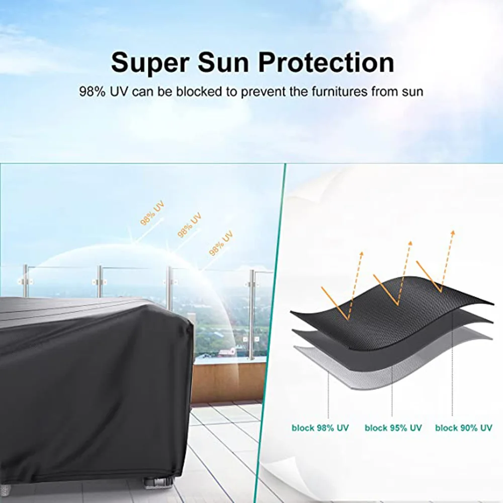 Multiple Sizes Waterproof chair cover Furniture Dustproof Cover For Rattan Table Cube Chair Sofa  Garden Patio Protective Cover 5