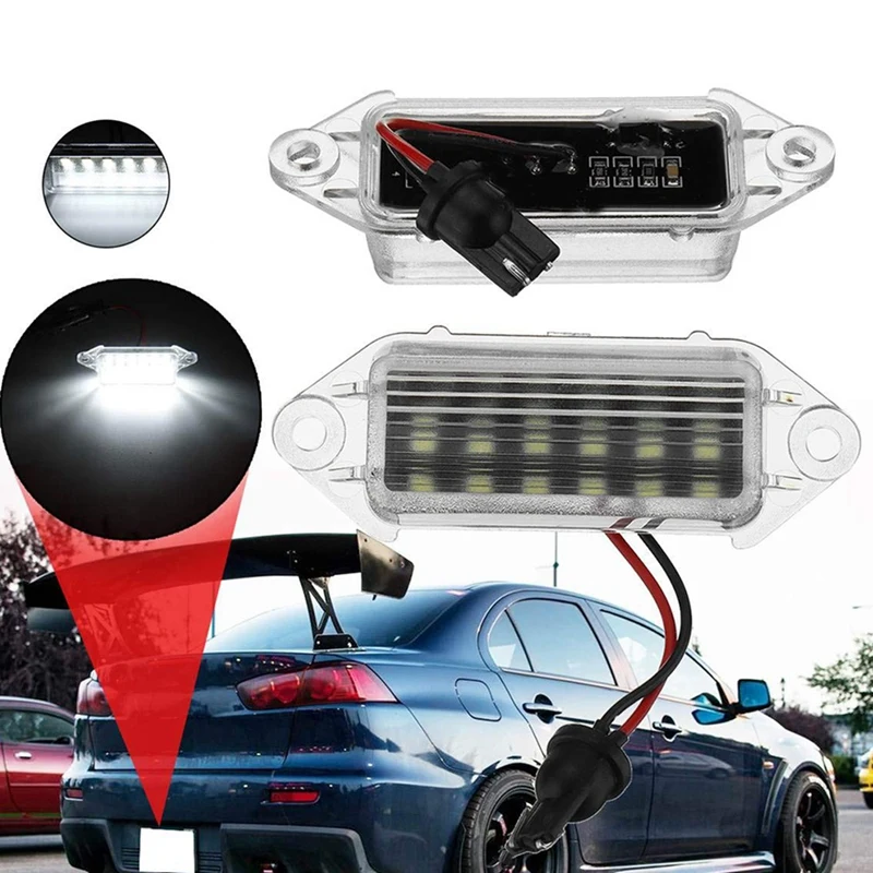 2 шт. без ошибок светодиодные лампы номерного знака 18Smd белые светодиодные лампы номерного знака для Mitsubishi Lancer X Evo 2003