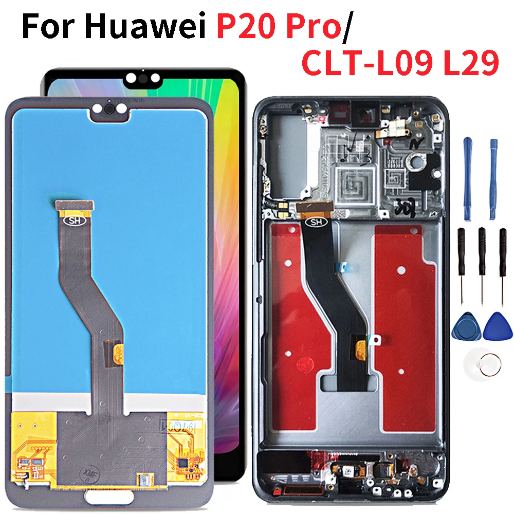 Дешево С ЖК дисплеем для huawei P20 Pro ЖК Дисплей 1080*2240 кодирующий преобразователь сенсорного экрана в сборе для huawei P20 плюс CLT AL01 CLT L29 CLT L09 L04
