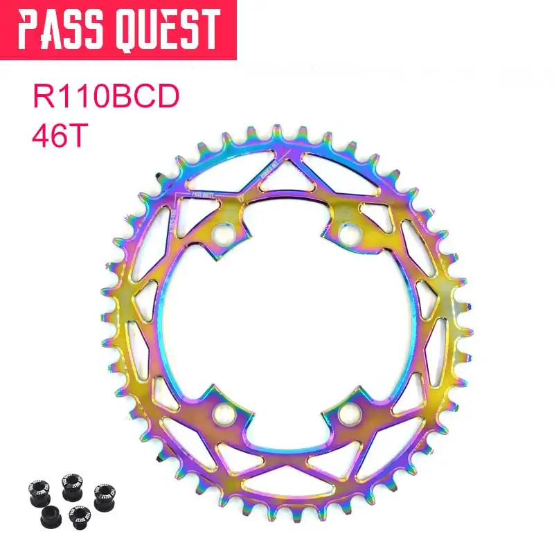 Pass Quest R110BCD шоссейный велосипед с титановым покрытием Овальное узкое широкое кольцо цепи 42 T-52 T велосипедная цепь шатун колеса для R7000 R8000 - Цвет: 46T