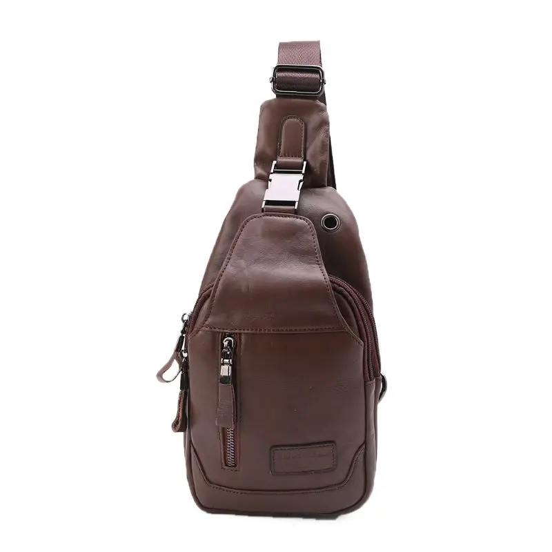 Men's Shoulder Bag Sling Chest Pack Earphone Hole Sports Crossbody Handbag