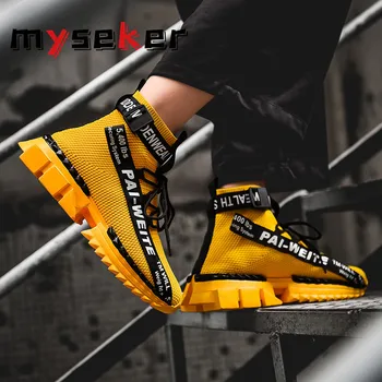 

Breathable Running Shoes Lace Up High Top Shoes White Sock Shoes Men Sneakers Comfortable Sport Shoe Simple Men Running Shoes T5