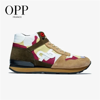 

OPP 2020 Men's Shoes High-top Shoes Leather Sports Street Boots Men's Causal British Fashion Wear Lace-up Sneakers