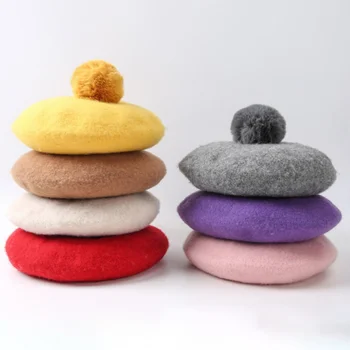 

New Warm Baby Hats All-Matched Caps Candy Color Retro Kids Child Baby Girls Braid Beret Cap Autumn Winter