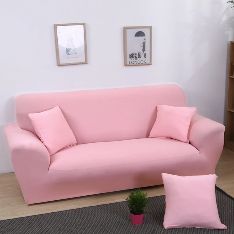 Розовый Эластичный чехол на диван секционные эластичные Чехлы гостиной диване сплошной цвет кресло, диван все включено защитная крышка